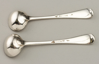 Hallmarking Interest - Victorian Silver Salt Spoons (2) with War Department Broad Arrow